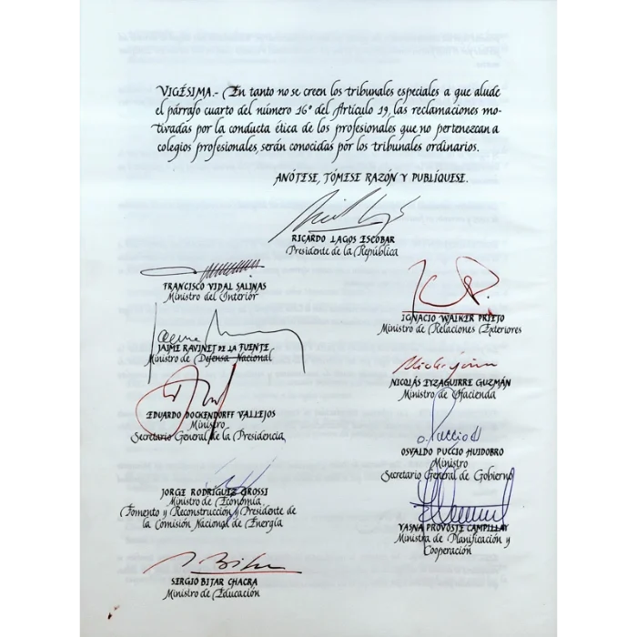 Firmas de la Constitución reformada Firmas de la Constitución reformada
